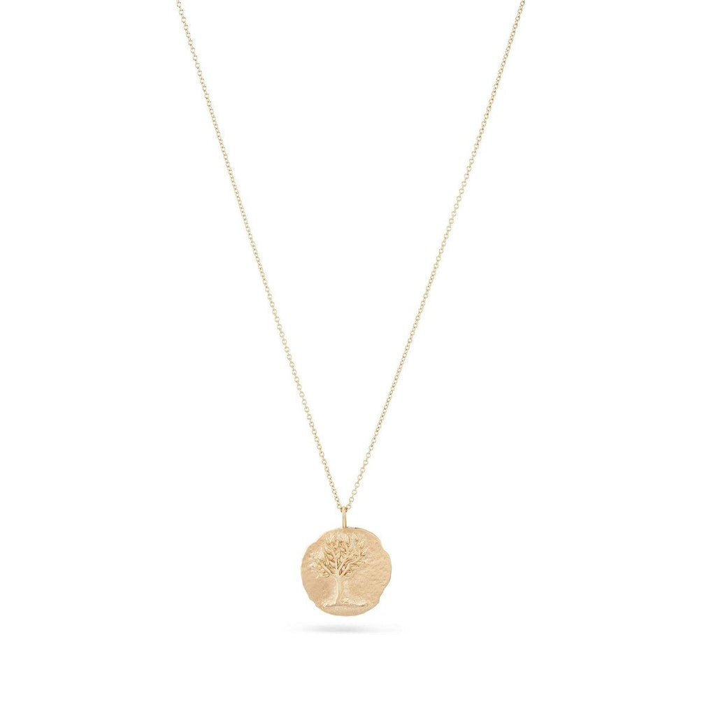 bluboho-Tree of Life Ancient Coin Medallion Necklace - 14k Yellow Gold-