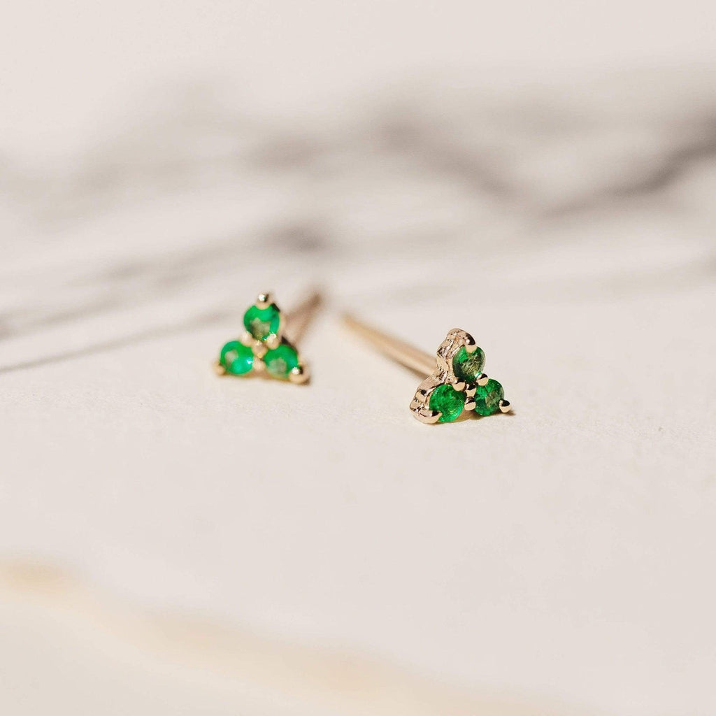 bluboho-Tripod Emerald Earring - 14k Yellow Gold, Emerald-Single Earring