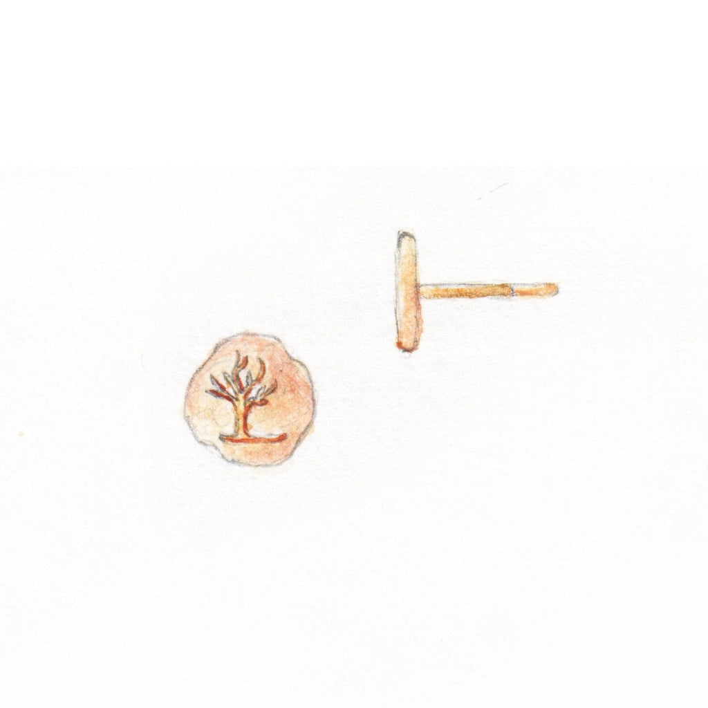 bluboho-Tree of Life Stud Earring - 14k Yellow Gold-Single Earring